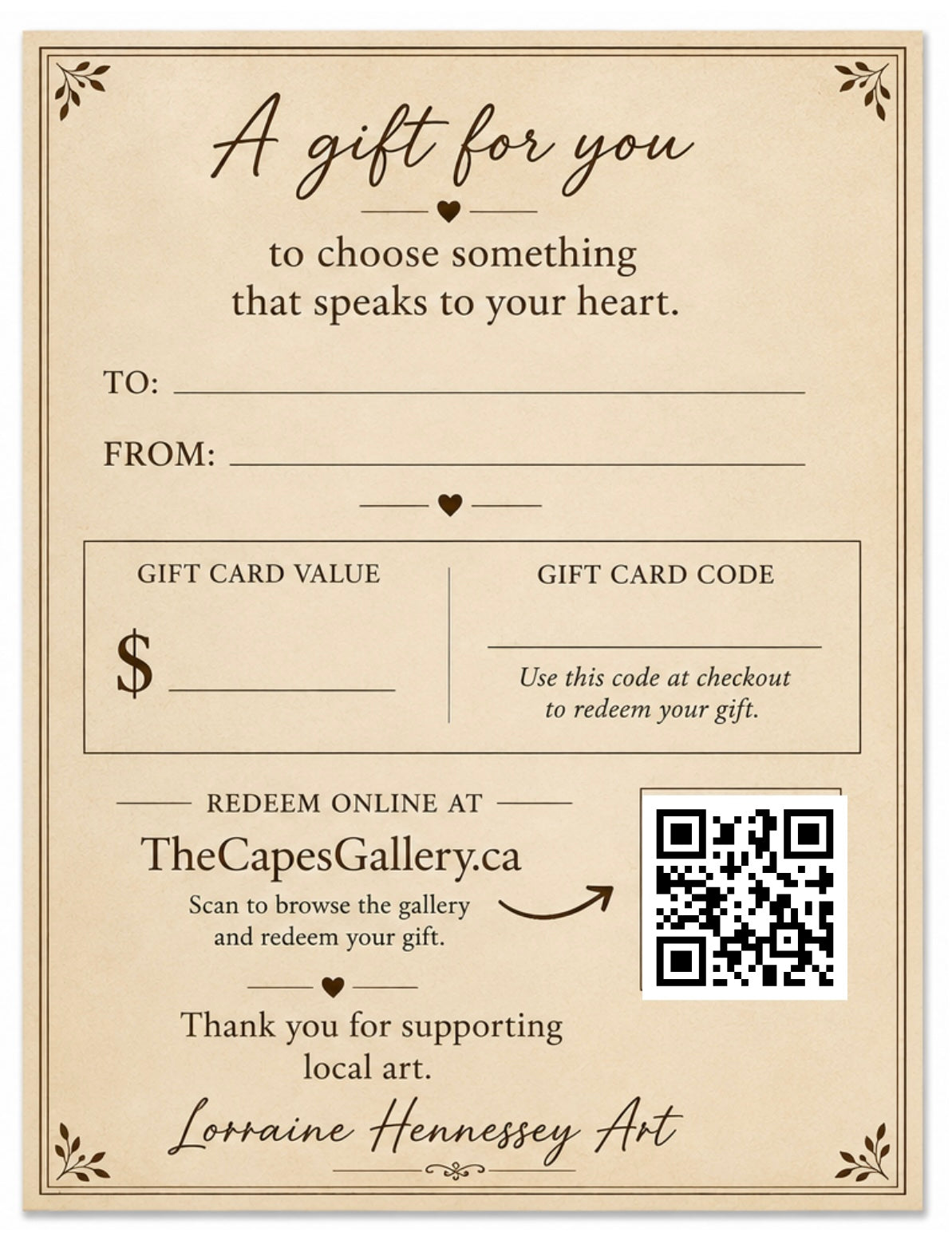 The Capes Gallery Gift Card
