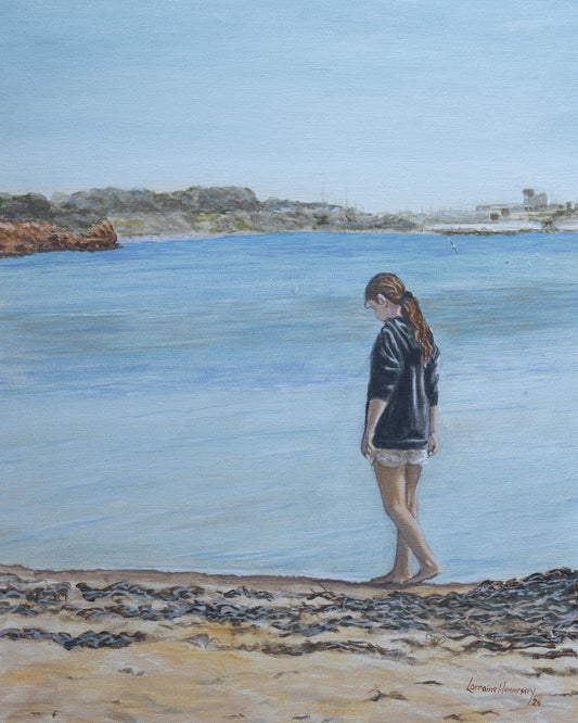 "Checking for Seaglass"  Canvas Print